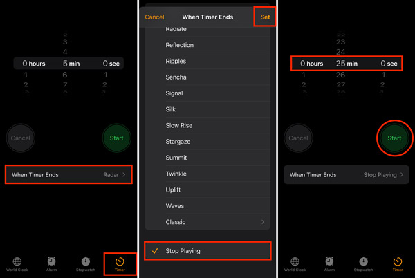 set iphone sleep timer