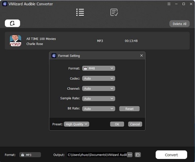 choose output format