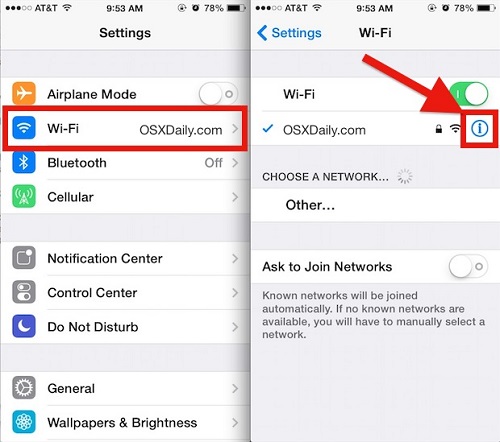 set network settings on iphone