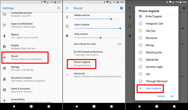 set ringtone on android