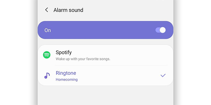 set spotify as samsung alarm