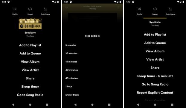 set spotify sleep timer on android