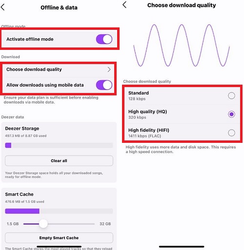set up deezer download preferences