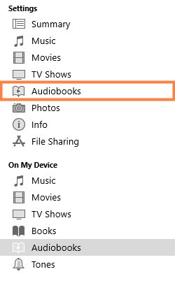 settings audiobooks itunes