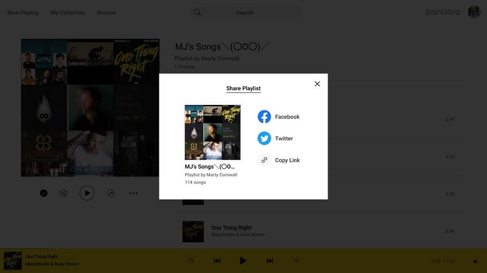share pandora playlist