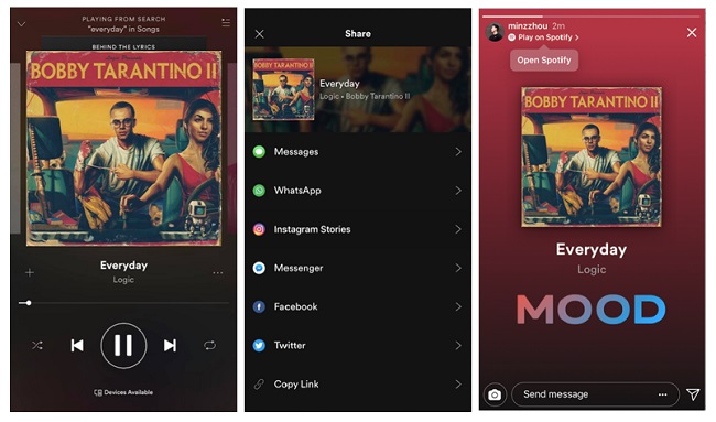 share spotify to instagram stories