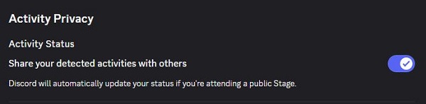 share your detected activities with others on discord