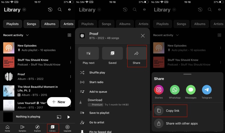 share youtube music playlists on mobile