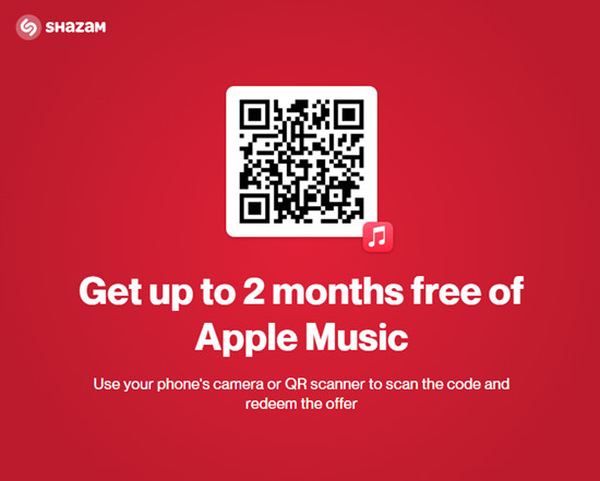 shazam apple music 3 month free