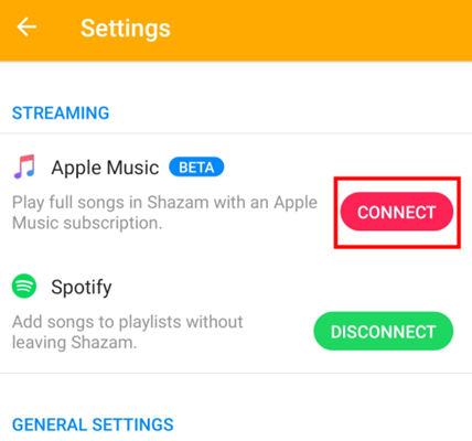 shazam apple music connect