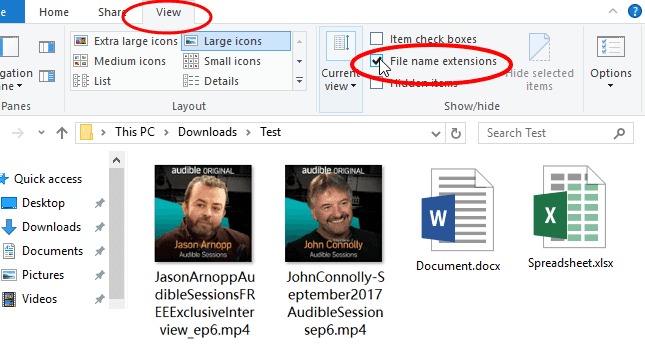 show filename on windows