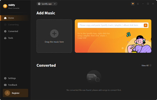 sidify music converter main interface