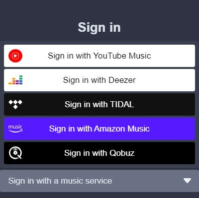 sign in with Amazon Music on Soundiiz