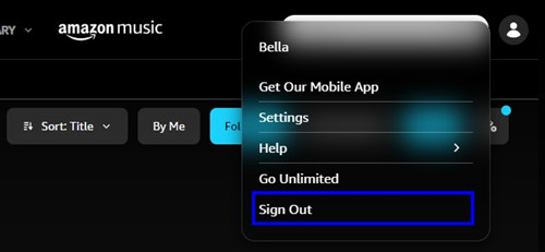 sign out amazon music