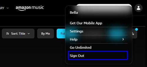 sign out Amazon Music