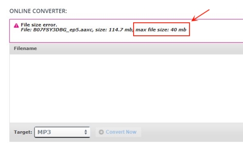 size restriction of aconvert