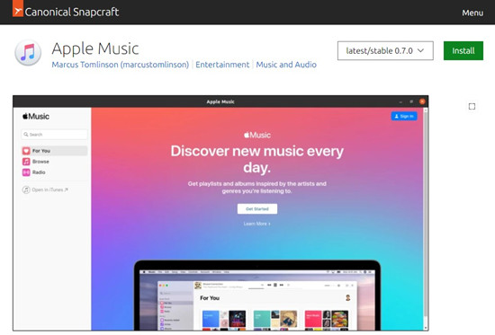 snap store apple music for linux