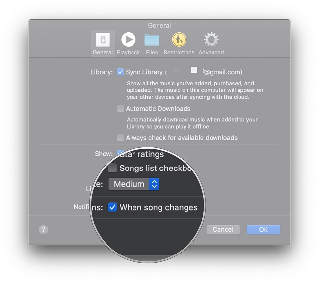 click songs list checkboxes