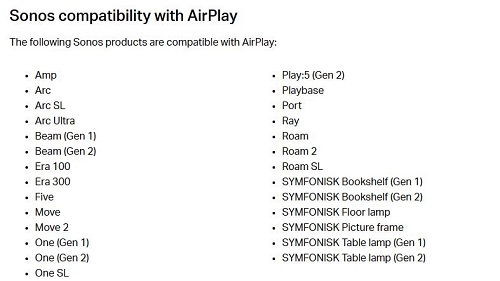 sonos compatibility with airplay