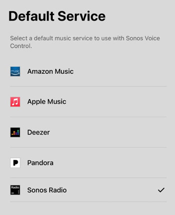 sonos set as default service