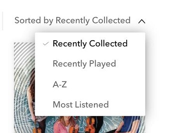 sort pandora collection