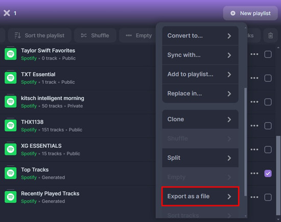 soundiiz spotify playlists more export as a file