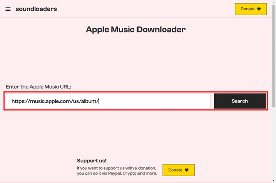soundloaders search the apple music url