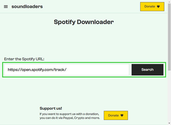 soundloaders search the spotify url