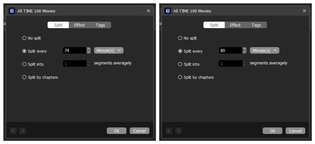 split Audible audiobooks into minutes