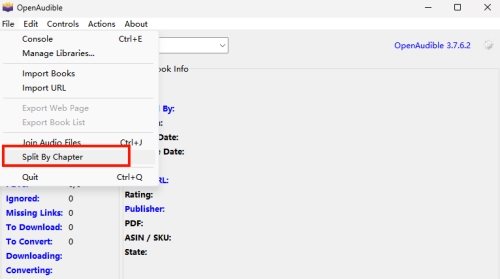 split by chapter open audible