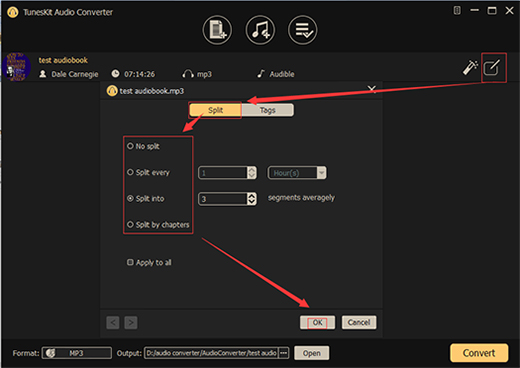 splitting files audio converter