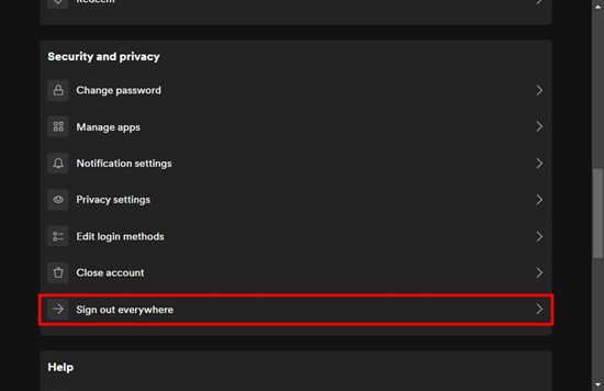 spotify account security and privacy sign out everywhere
