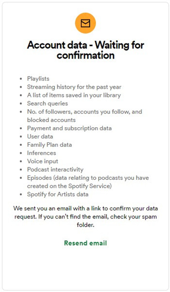 spotify account data waiting for confirmation