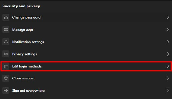 spotify account edit login methods