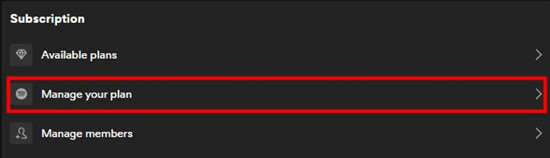 spotify account manage your plan