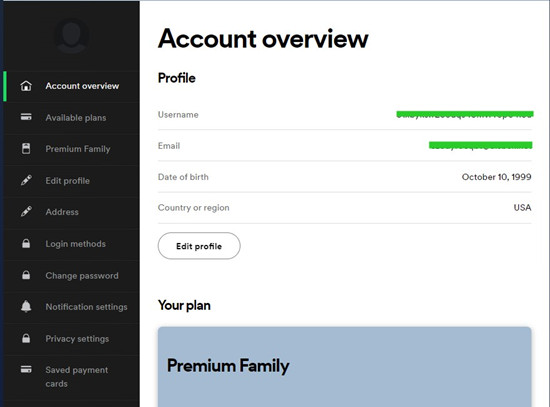 spotify account overview profile country region