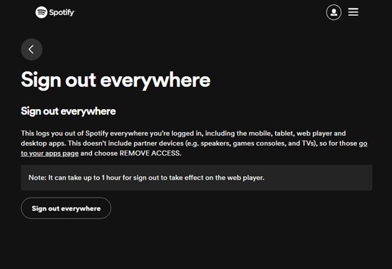 spotify account sign out eveywhere