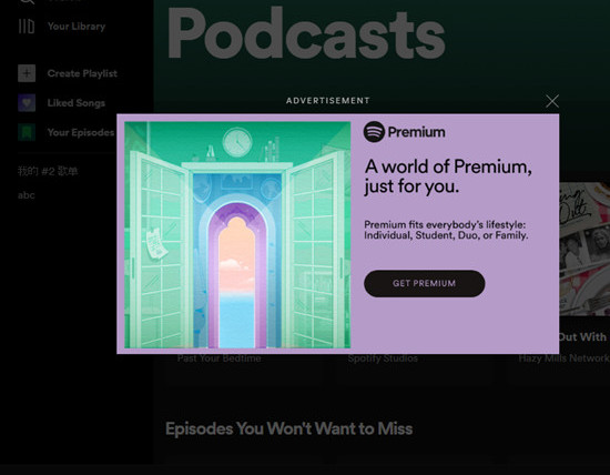 spotify ads pop up