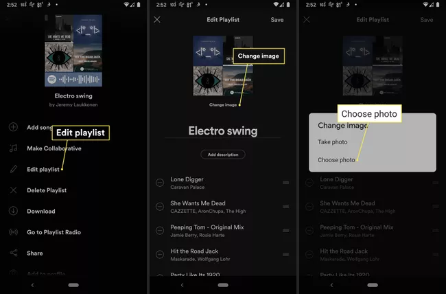 change spotify playlist picture on android