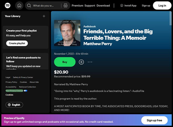 spotify audiobook friends, lovers, and the big terrible thing