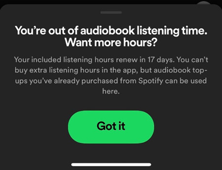 spotify audiobook limit