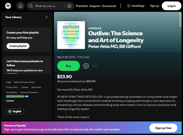 spotify audiobook outlive