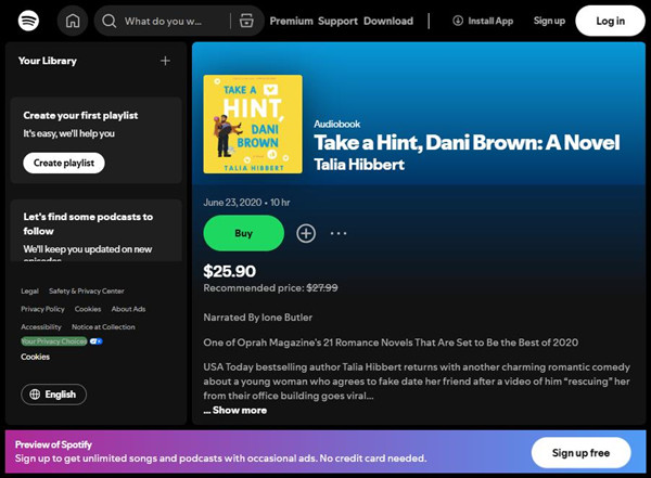 spotify audiobook take a hint, dani brown: a novel