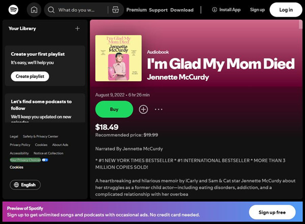 spotify audiobook i'm glad my mom died