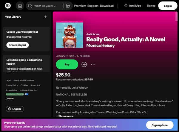 spotify audiobook really good, actually: a novel