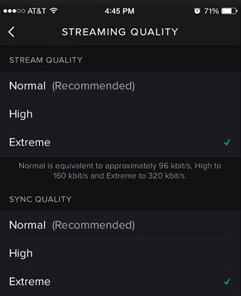 set spotify bitrate on mobile