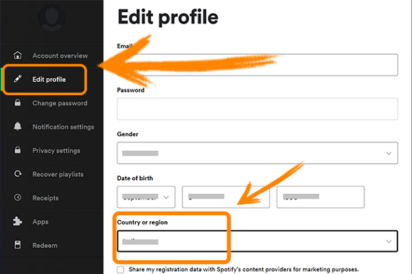 change spotify country