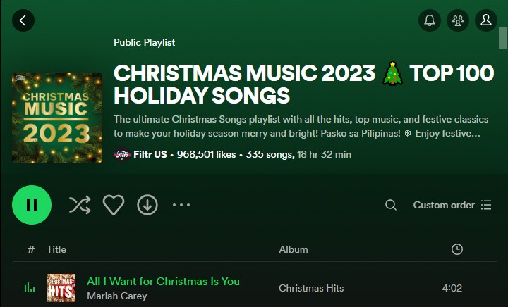spotify christmas music