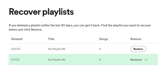 spotify deleted playlists restored
