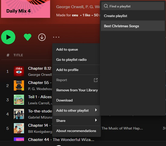 spotify desktop add to other playlist